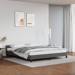 Estrutura cama c/ cabeceira 180x200cm couro artificial cinzento