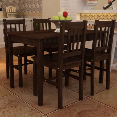 Conjunto Mesa com 4 Cadeiras / Madeira - Marrom