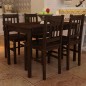 Conjunto Mesa com 4 Cadeiras / Madeira - Marrom