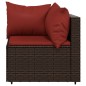 3 pcs conjunto lounge jardim c/ almofadões vime PE castanho