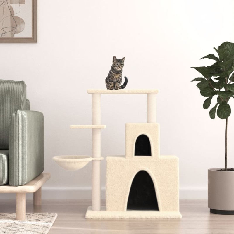 Árvore para gatos c/ postes arranhadores sisal 83 cm cor creme-Móveis para gatos-Home Retail