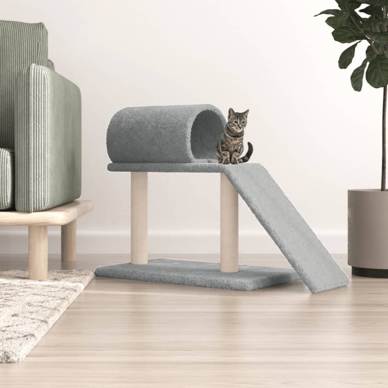 Postes arranhadores p/ gatos c/ túnel/escada 55,5cm cinza-claro-Móveis para gatos-Home Retail