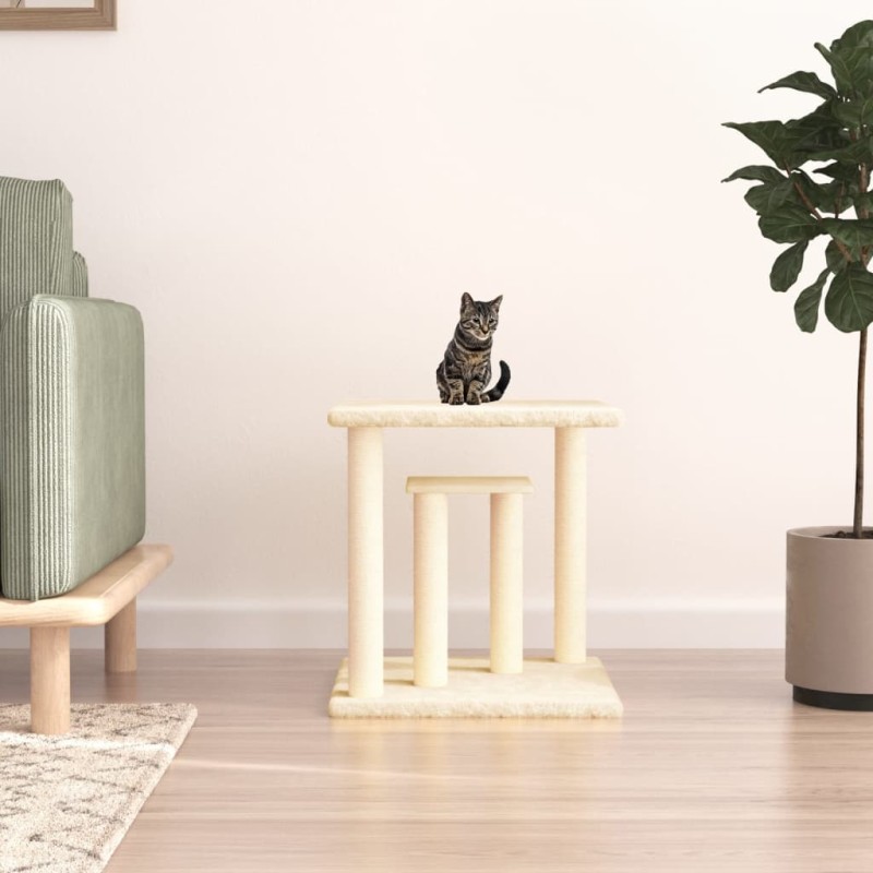 Postes arranhadores para gatos com plataformas 50 cm cor creme-Móveis para gatos-Home Retail