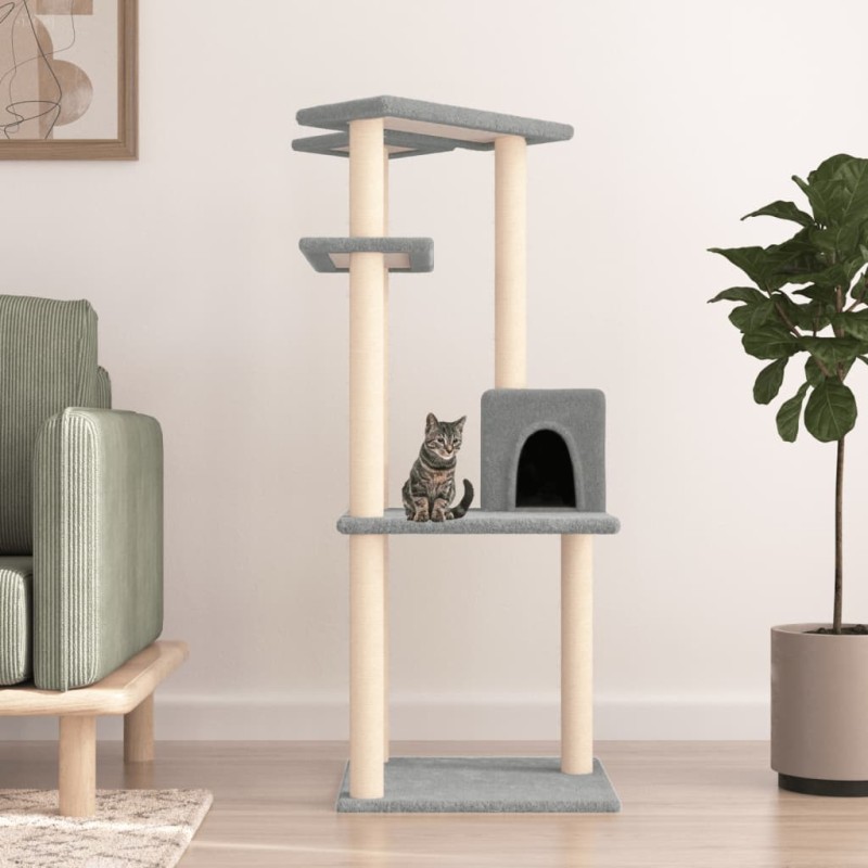 Árvore p/ gatos c/ postes arranhadores sisal 123 cm cinza-claro-Móveis para gatos-Home Retail