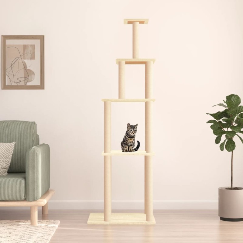 Árvore para gatos c/ postes arranhadores sisal 183 cm cor creme-Móveis para gatos-Home Retail