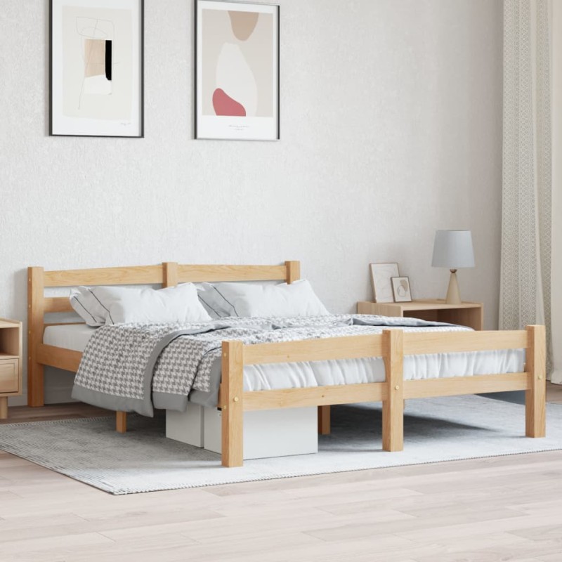 Estrutura de cama em pinho maciço 140x200 cm-Camas e estruturas de camas-Home Retail