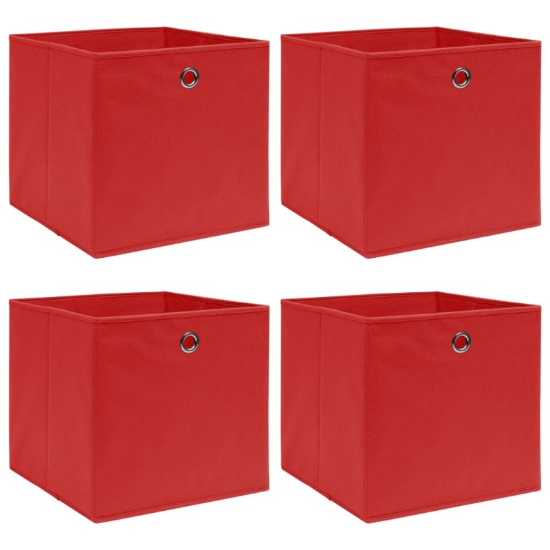 Caixas de arrumação 4 pcs 32x32x32 cm tecido vermelho-Cestos para complementos-Home Retail