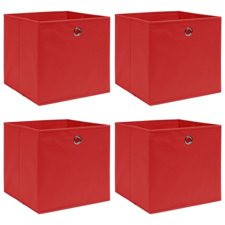 Caixas de arrumação 4 pcs 32x32x32 cm tecido vermelho