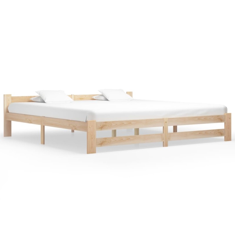 Estrutura de cama madeira de pinho maciça 200x200 cm-Camas e estruturas de camas-Home Retail