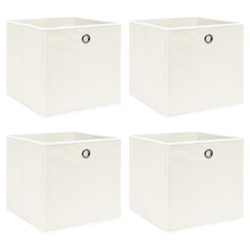 Caixas de arrumação 4 pcs 32x32x32 cm tecido branco-Cestos para complementos-Home Retail