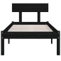 Estrutura de cama solteiro 90x190 cm pinho maciço preto