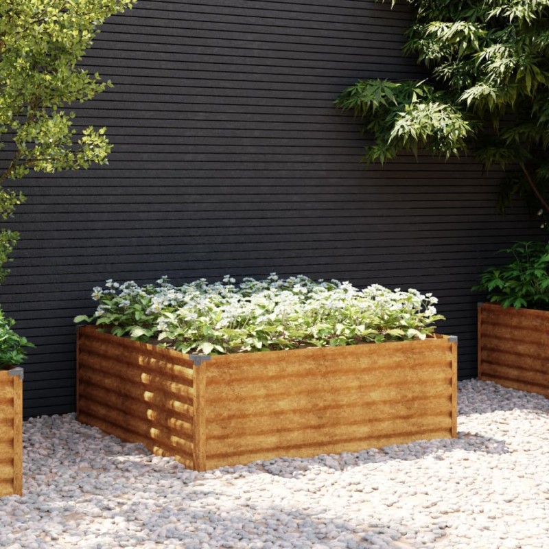 Canteiro elevado de jardim 100x100x36 cm aço corten-Vasos e floreiras-Home Retail