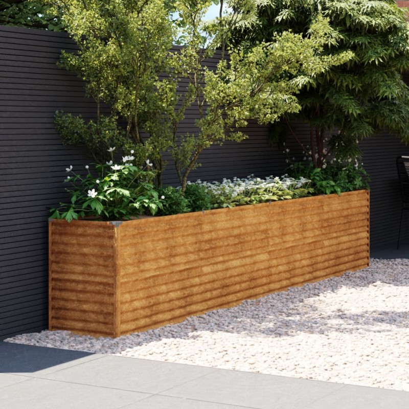 Canteiro elevado de jardim 385x50x69 cm aço corten-Vasos e floreiras-Home Retail