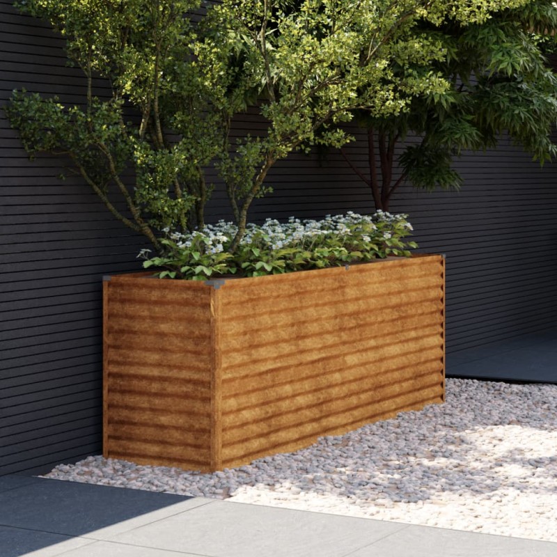 Canteiro elevado de jardim 196x50x69 cm aço corten-Vasos e floreiras-Home Retail