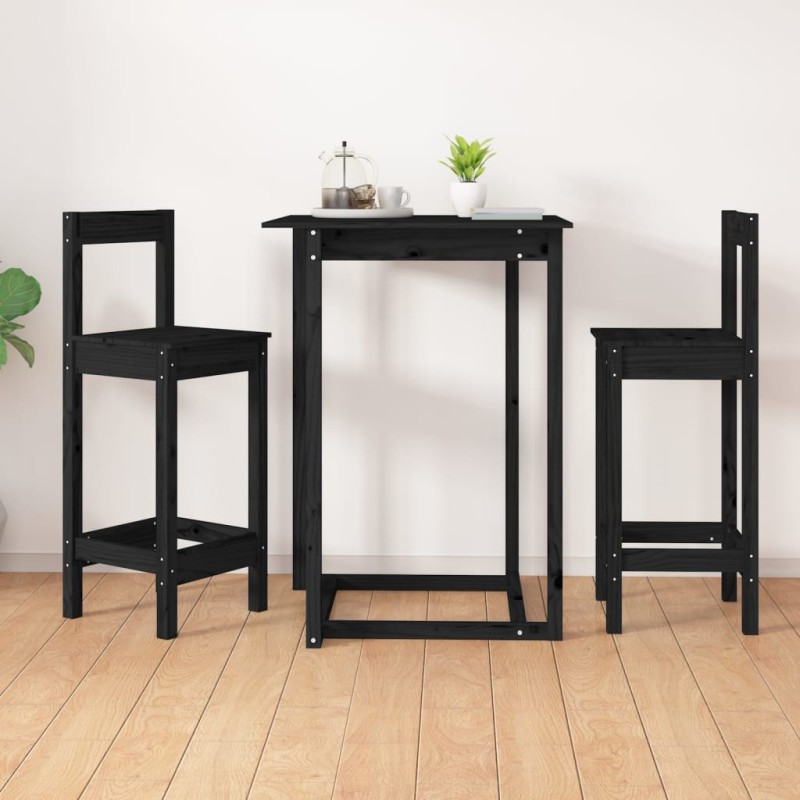 Cadeiras de bar 2 pcs 40x41,5x112 cm pinho maciço preto-Cadeiras de cozinha e sala de jantar-Home Retail