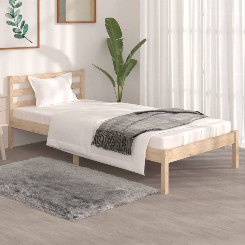 Estrutura de cama solteiro 90x190 cm pinho maciço-Camas e estruturas de camas-Home Retail