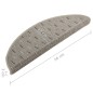 Tapete/carpete para degraus 15 pcs 56x17x3 cm cinzento