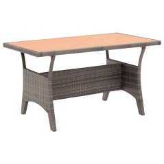 Mesa de jardim 120x70x66 cm vime PE cinzento