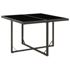 Mesa de jardim 109x107x74 cm vime PE e vidro preto