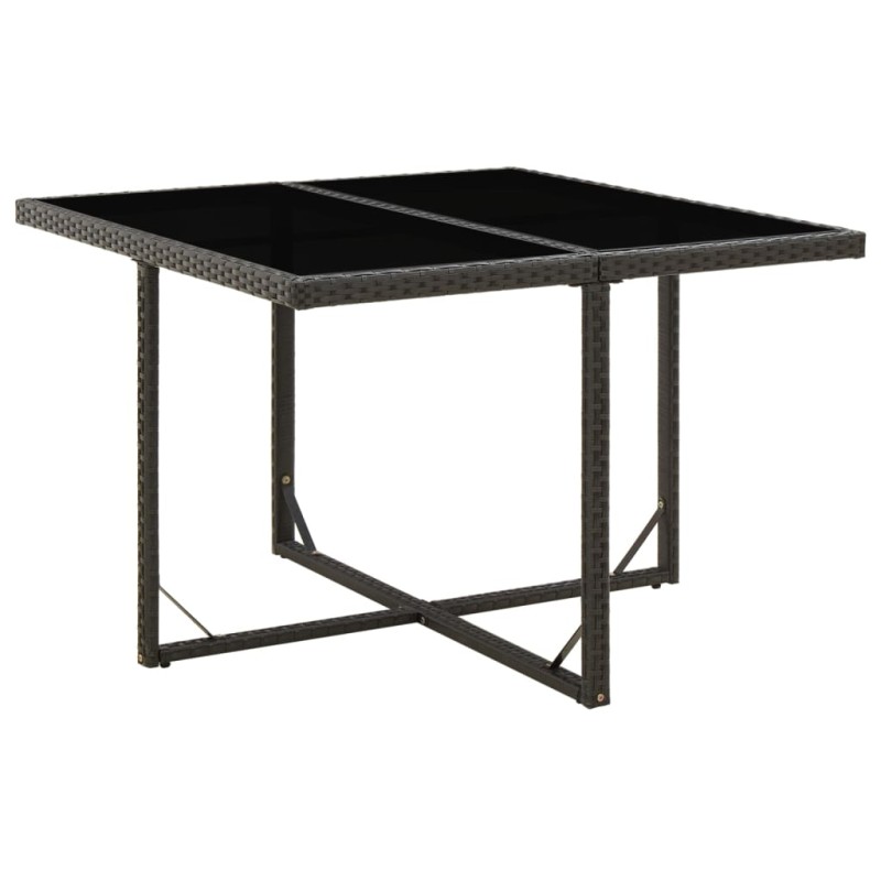 Mesa de jardim 109x107x74 cm vime PE e vidro preto-Mesas de jardim-Home Retail