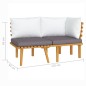 2 pcs conjunto lounge de jardim c/ almofadões acácia maciça