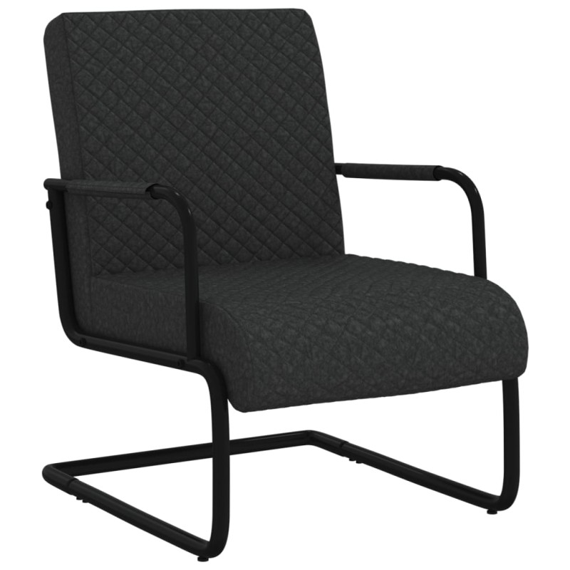 Cadeira cantilever em couro artificial preto-Poltronas-Home Retail