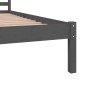 Estrutura de cama casal 135x190 cm pinho maciço cinzento