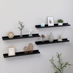 Prateleiras de parede 4 pcs 60x9x3 cm preto