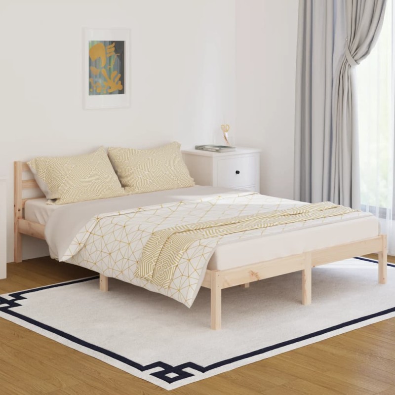 Estrutura de cama 140x200 cm pinho maciço-Camas e estruturas de camas-Home Retail