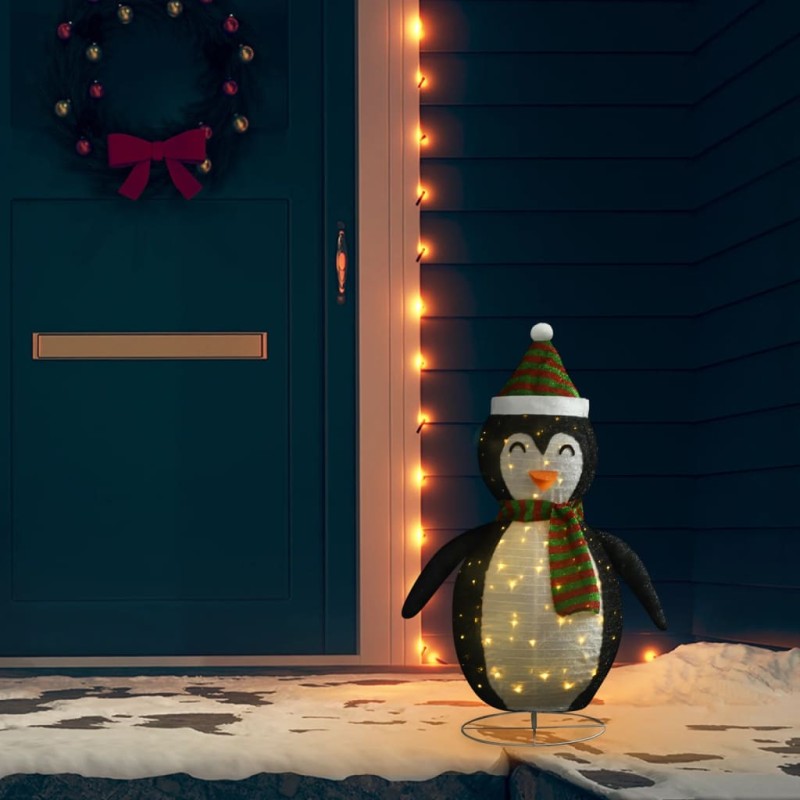 Pinguim de Natal decorativo com luzes LED tecido de luxo 90 cm-Luzes de Natal-Home Retail