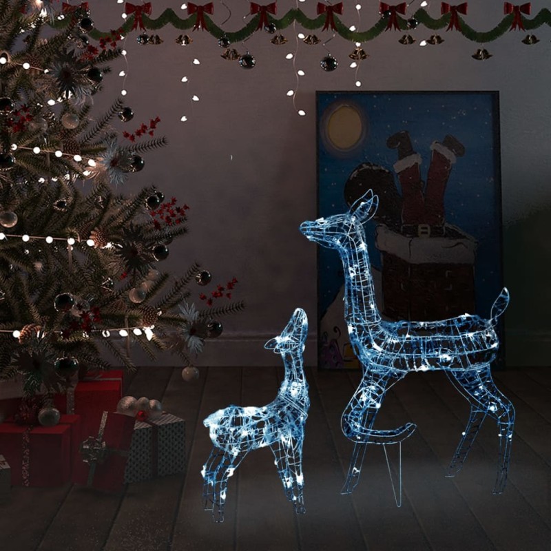 Família de renas decorativa 160 luzes LED acrílico branco frio-Luzes de Natal-Home Retail