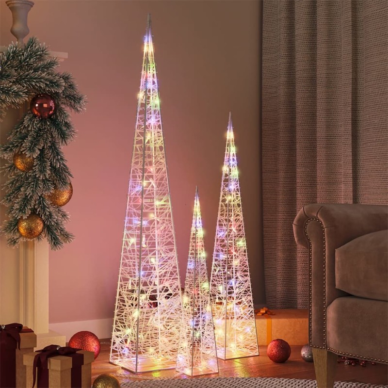 Conj. cones iluminação dec. + LED multicor acrílico 60/90/120cm-Luzes de Natal-Home Retail