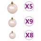 Conj. de bolas de natal 61 pcs c/ pico e 150 LEDs rosa dourado