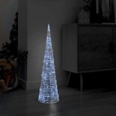 Pirâmide iluminação decorativa LEDs acrílico 90 cm branco frio