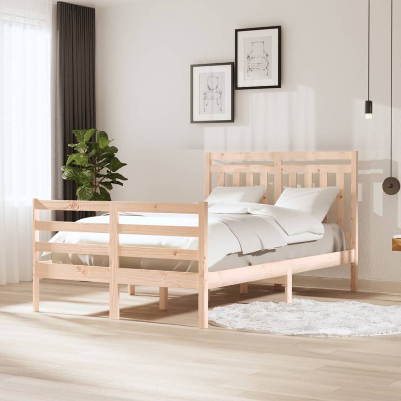 Estrutura de cama pequena casal 120x190 cm pinho maciço-Camas e estruturas de camas-Home Retail