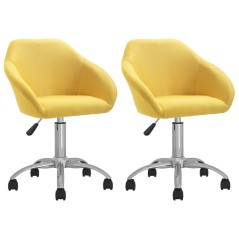 Cadeiras de jantar giratórias 2 pcs tecido amarelo