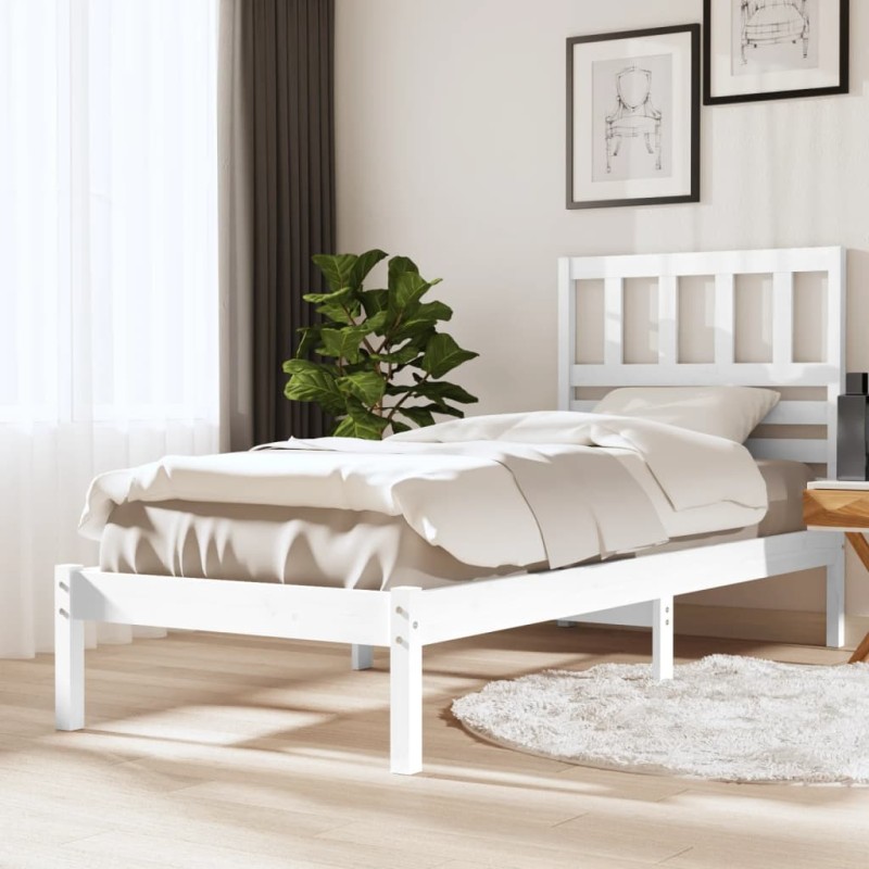 Estrutura de cama 90x200 cm pinho maciço branco-Camas e estruturas de camas-Home Retail