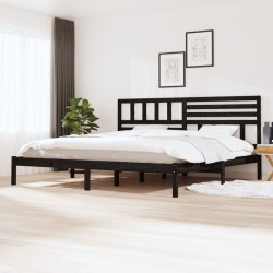 Estrutura de cama super king size 180x200 cm pinho maciço preto