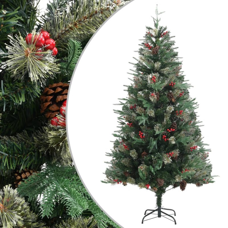 Árvore de Natal com pinhas 195 cm PVC e PE verde-Árvores de Natal-Home Retail