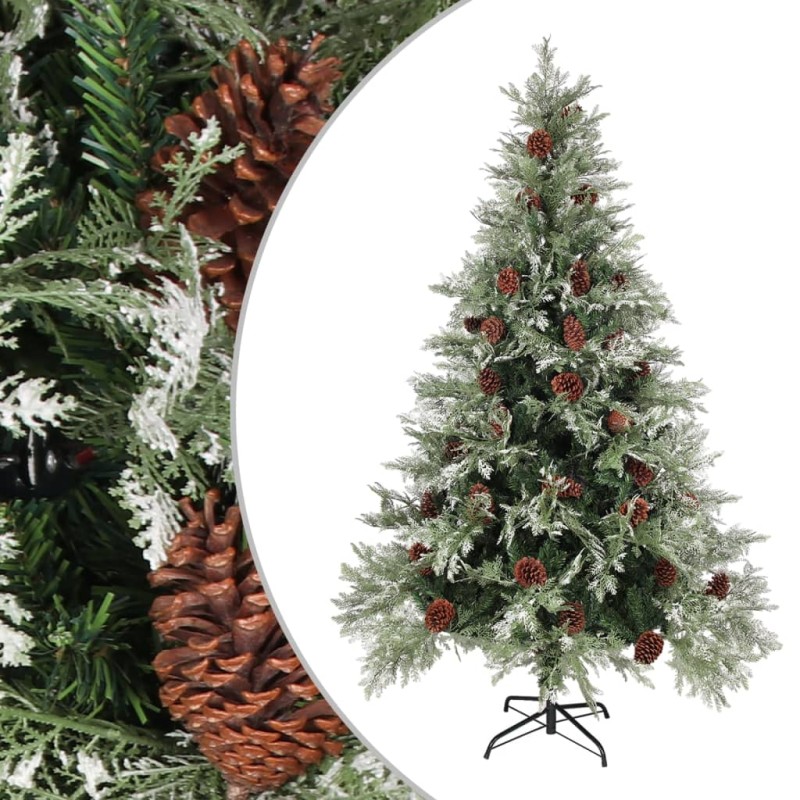 Árvore de Natal com pinhas 120 cm PVC e PE verde e branco-Árvores de Natal-Home Retail