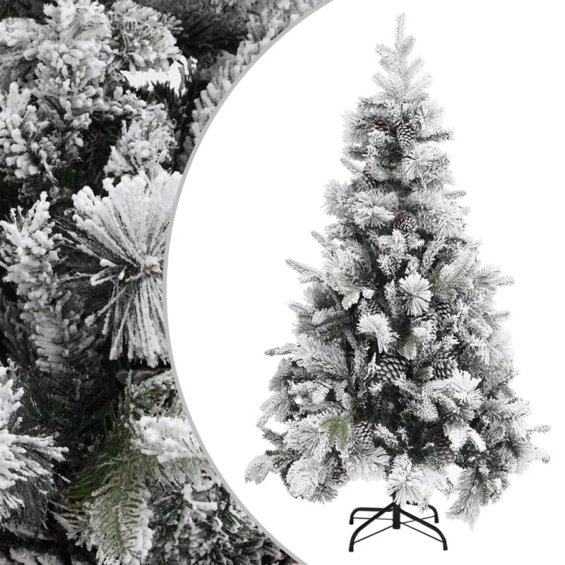 Árvore de Natal c/ flocos de neve e pinhas 195 cm PVC e PE-Árvores de Natal-Home Retail