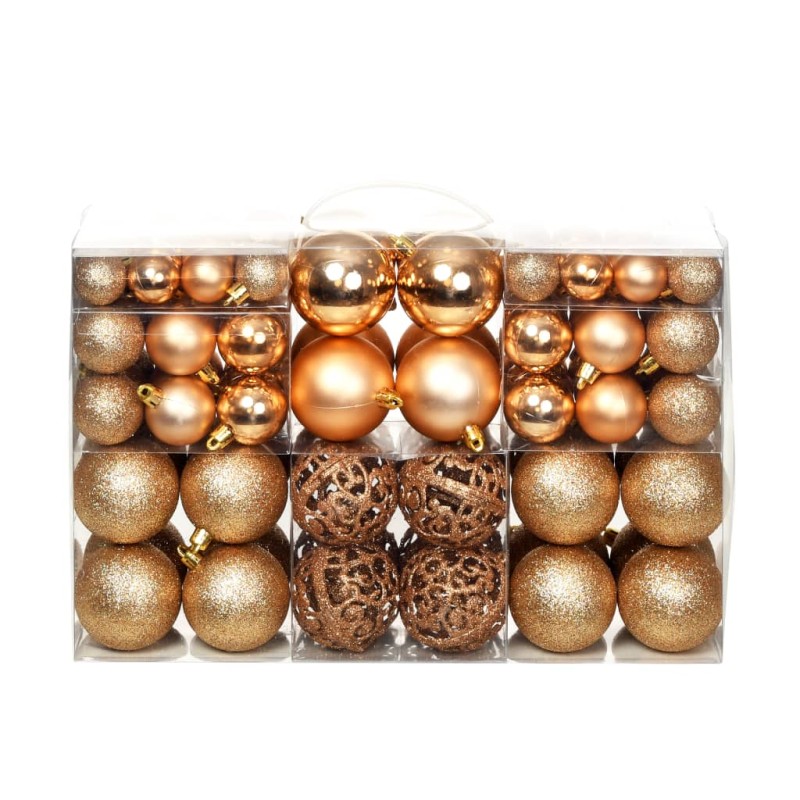 Conjunto de bolas de natal 100 pcs 3/4/6 cm rosa/dourado-Enfeites do Feriados-Home Retail