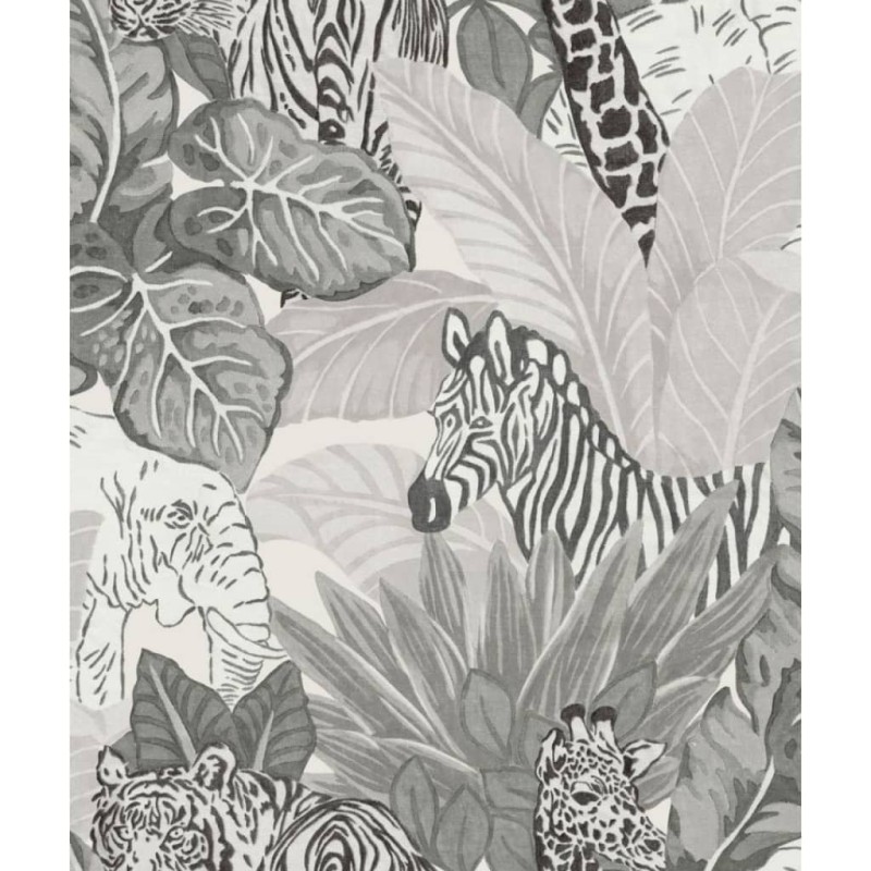 Noordwand Papel de parede Good Vibes Jungle Animals cinzento e preto-Papel de parede-Home Retail