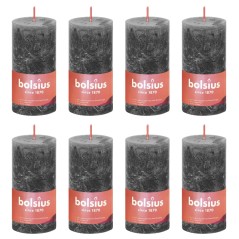 Bolsius Velas rústicas cilíndricas Shine 8pcs100x50mm cinza tempestade