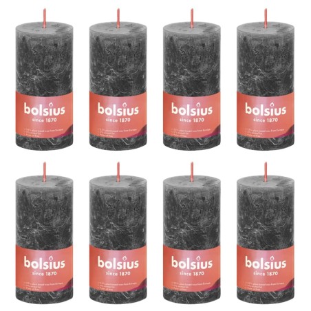 Bolsius Velas rústicas cilíndricas Shine 8pcs100x50mm cinza tempestade