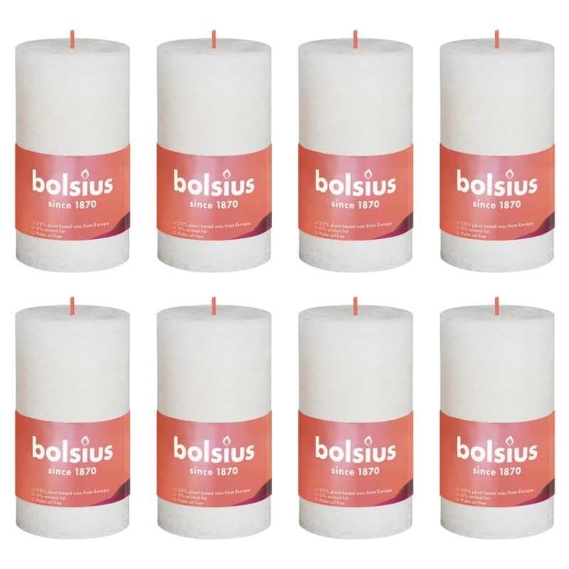 Bolsius Velas rústicas cilíndricas Shine 8 pcs 100x50 mm pérola suave-Velas-Home Retail