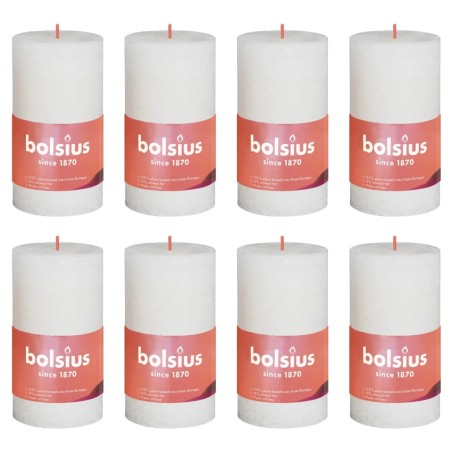 Bolsius Velas rústicas cilíndricas Shine 8 pcs 100x50 mm pérola suave