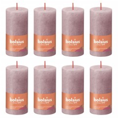 Bolsius Velas rústicas cilíndricas Shine 8 pcs 100x50 mm rosa cinza