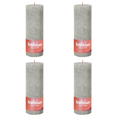 Bolsius Velas rústicas cilíndric. Shine 4pcs 190x68mm cinzento areia