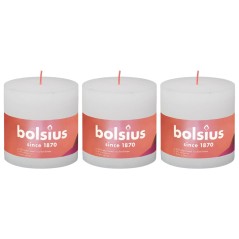 Bolsius Velas rústicas cilíndricas Shine 3pcs 100x100mm branco nublado